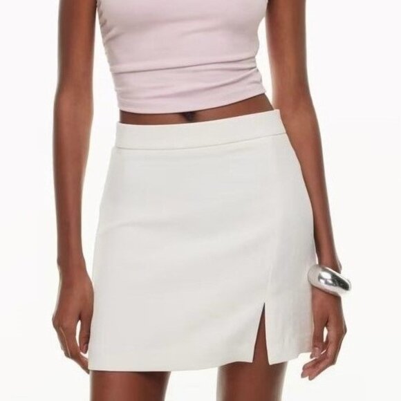 Aritzia Wilfred Patio White Linen Mini Skirt with Slit - Picture 1 of 5